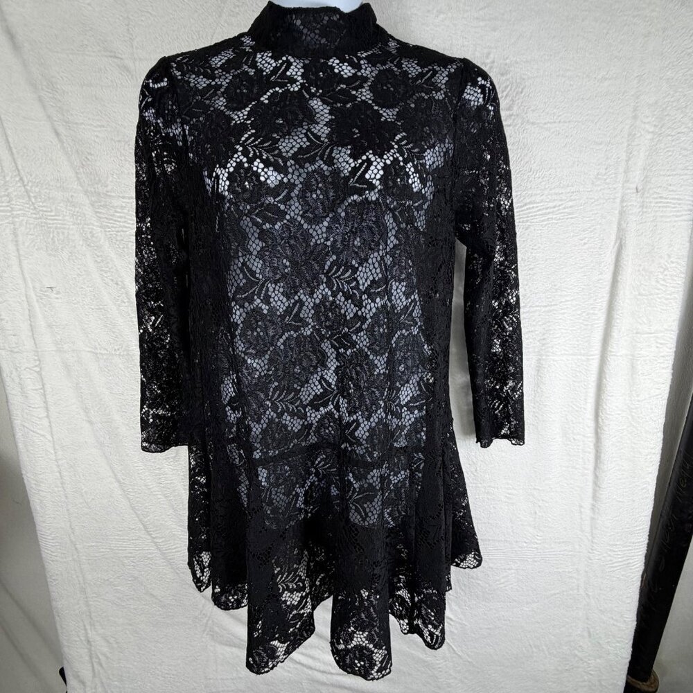 H&M Lace Stand-Up Collar DRESS CLASSIC STYLE Black women’s size L